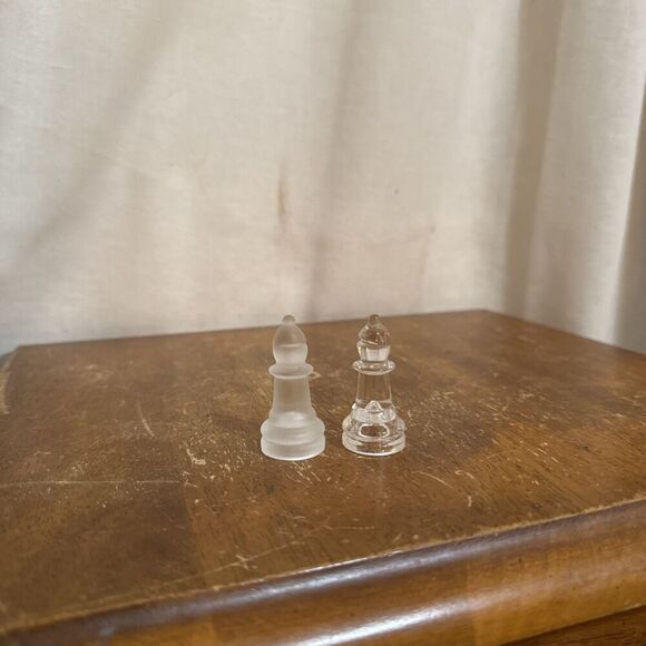 One Clear & One Frosted Bishop Replacement Pieces Cardinal Glass Chess 1-7/8" - Picture 2 of 6